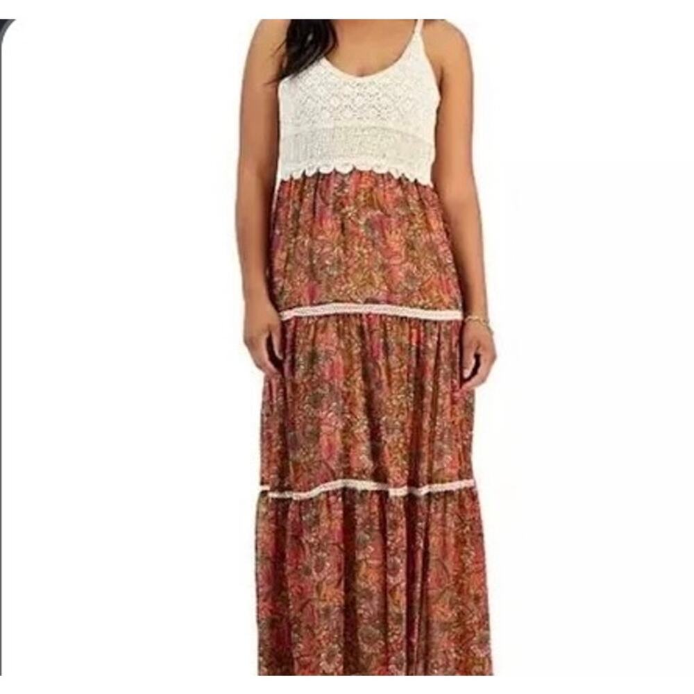 Taylor Crochet Chiffon Maxi Dress Womens Size 8